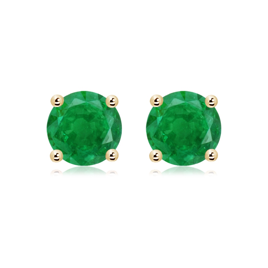 9mm AA Round Emerald Stud Earrings in Yellow Gold 