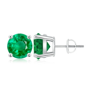 9mm AAA Round Emerald Stud Earrings in P950 Platinum
