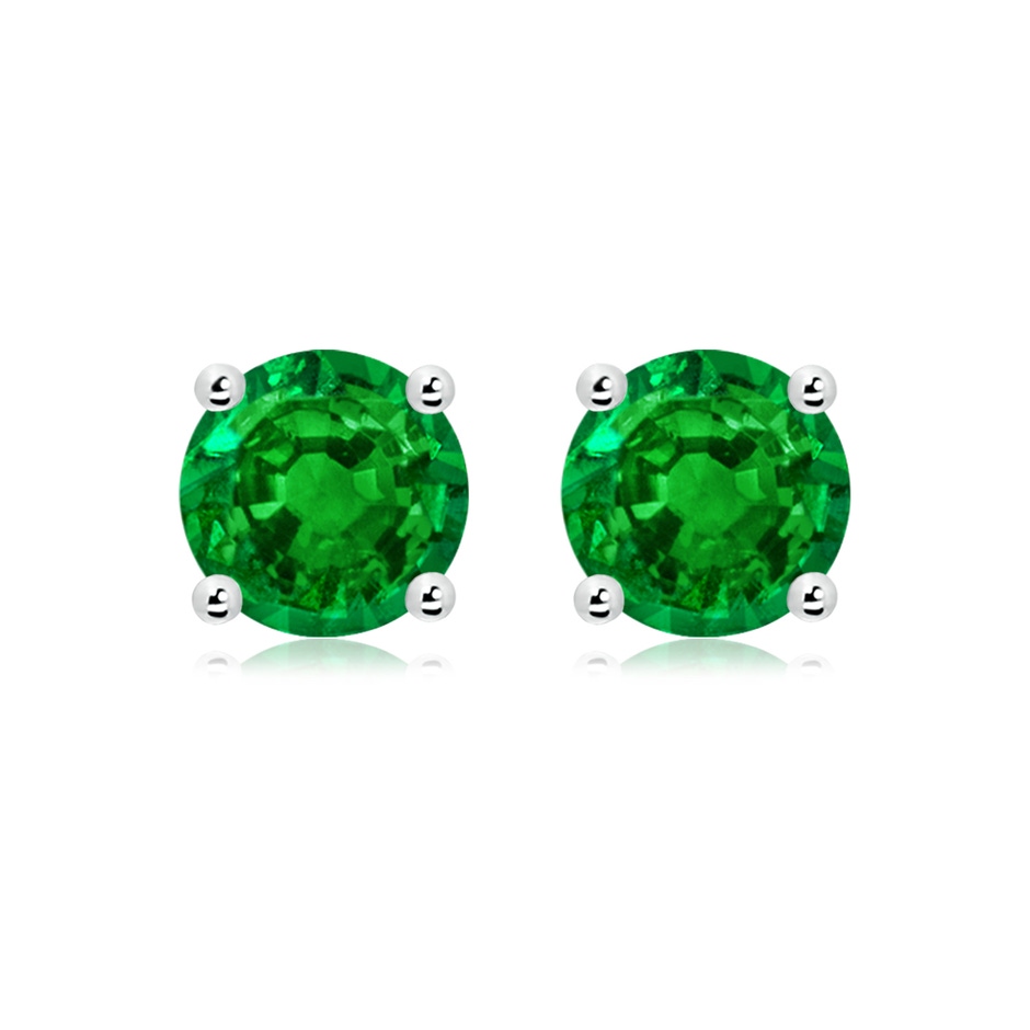 9mm AAAA Round Emerald Stud Earrings in P950 Platinum 