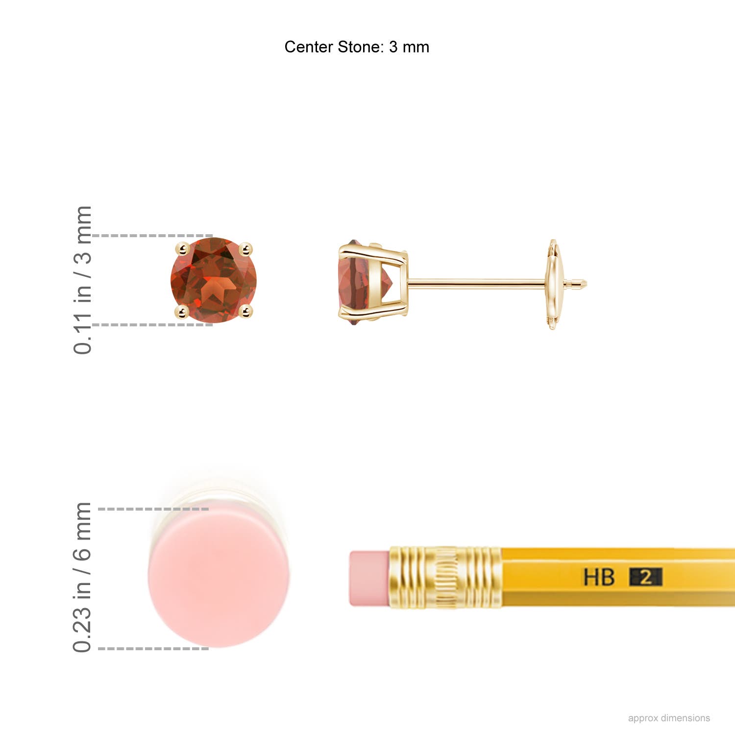 A - Garnet / 0.3 CT / 14 KT Yellow Gold