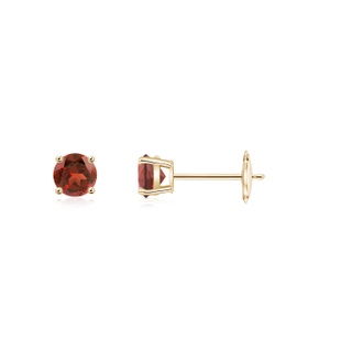 3mm AAA Round Garnet Stud Earrings in 9K Yellow Gold