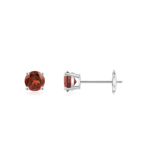 3mm AAA Round Garnet Stud Earrings in White Gold