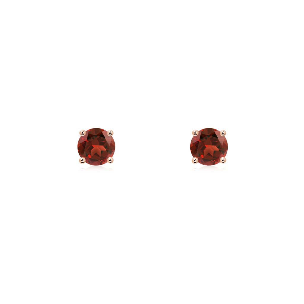 3mm AAAA Round Garnet Stud Earrings in 10K Rose Gold
