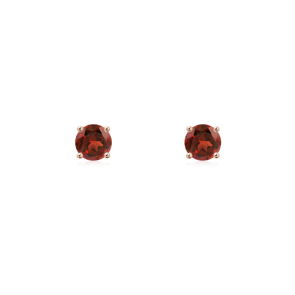 3mm AAAA Round Garnet Stud Earrings in Rose Gold 