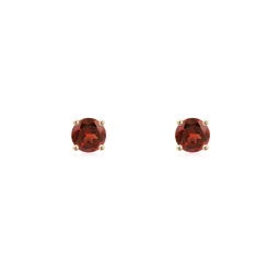 Solitaire Studs Yellow Gold Garnet Earrings