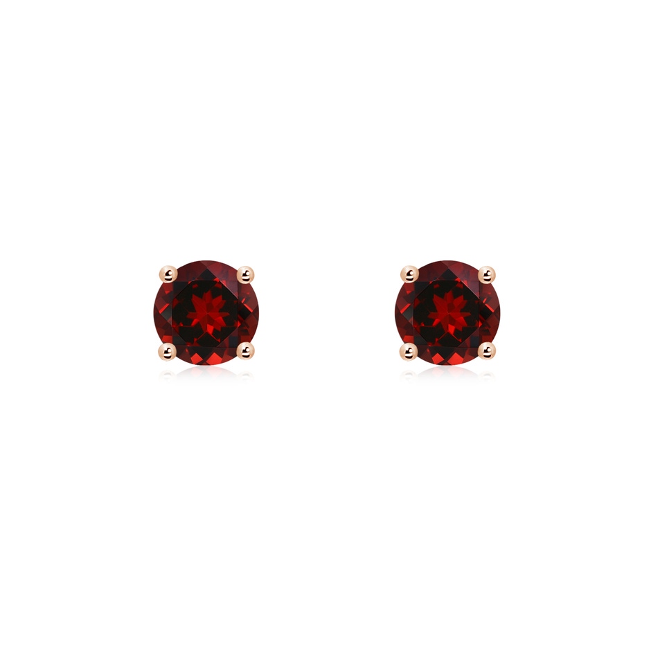 5mm AAAA Round Garnet Stud Earrings in Rose Gold 