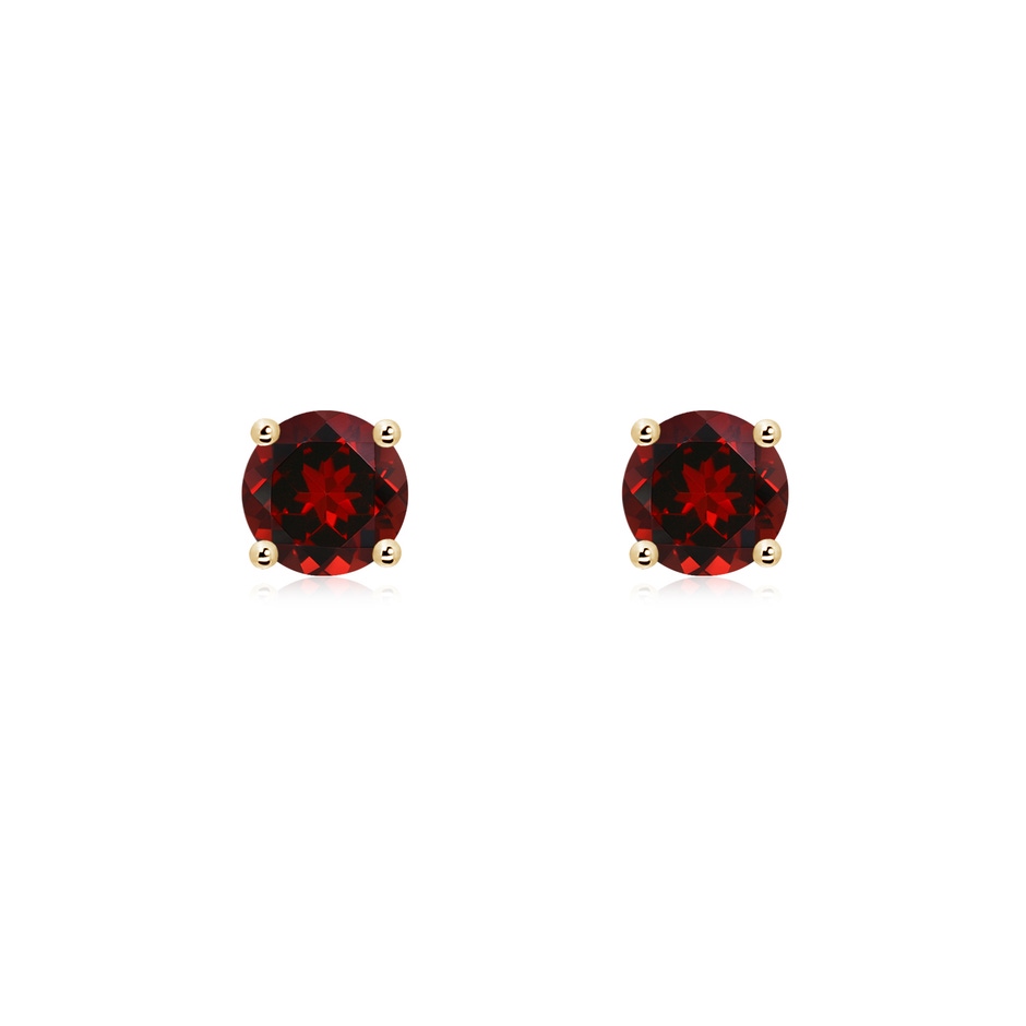 5mm AAAA Round Garnet Stud Earrings in Yellow Gold 