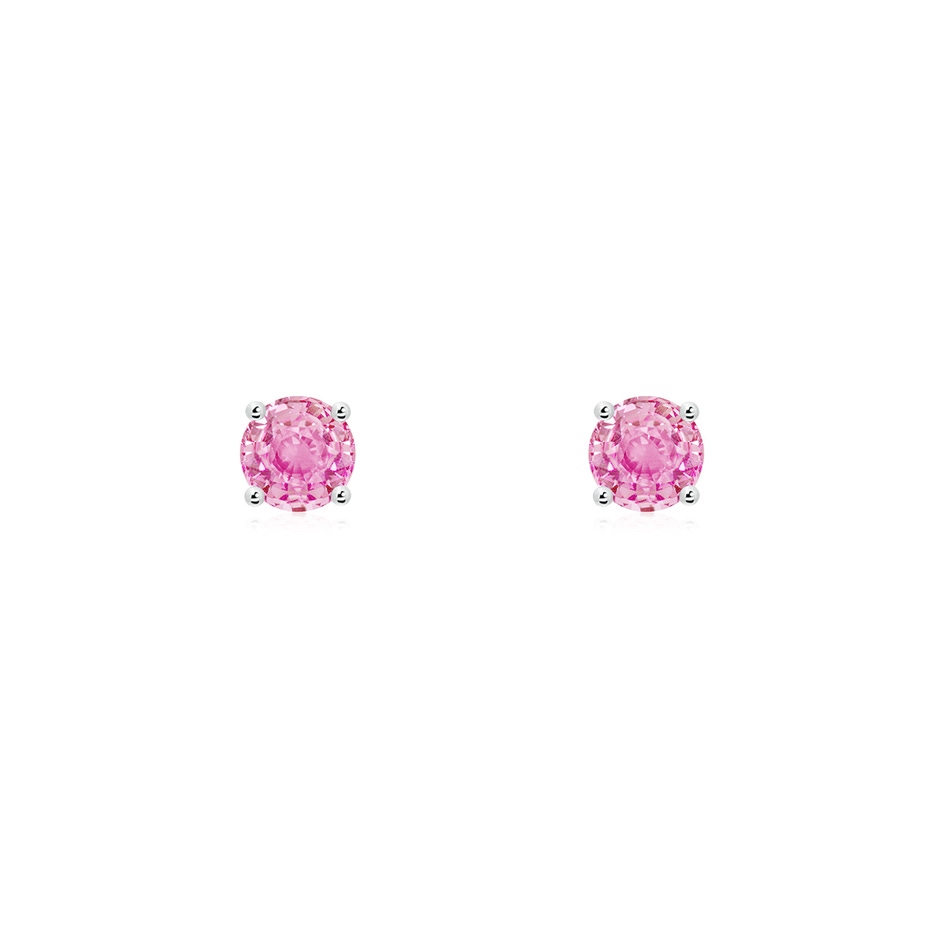 3mm A Round Pink Sapphire Stud Earrings in 10K White Gold 