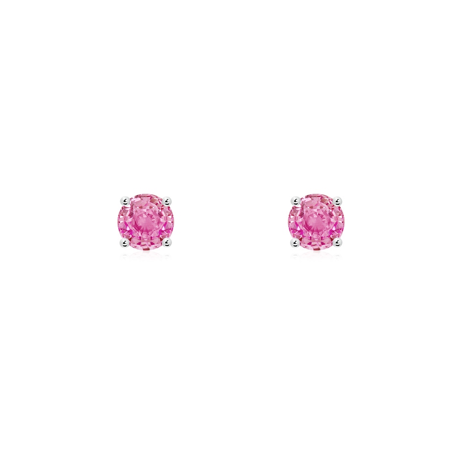 3mm AA Round Pink Sapphire Stud Earrings in White Gold 