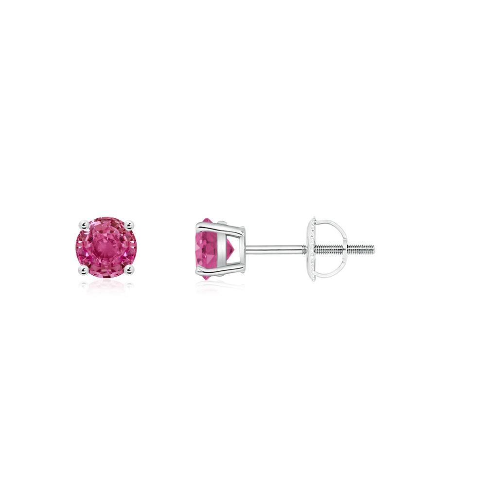3mm AAAA Round Pink Sapphire Stud Earrings in P950 Platinum