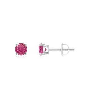 3mm AAAA Round Pink Sapphire Stud Earrings in P950 Platinum