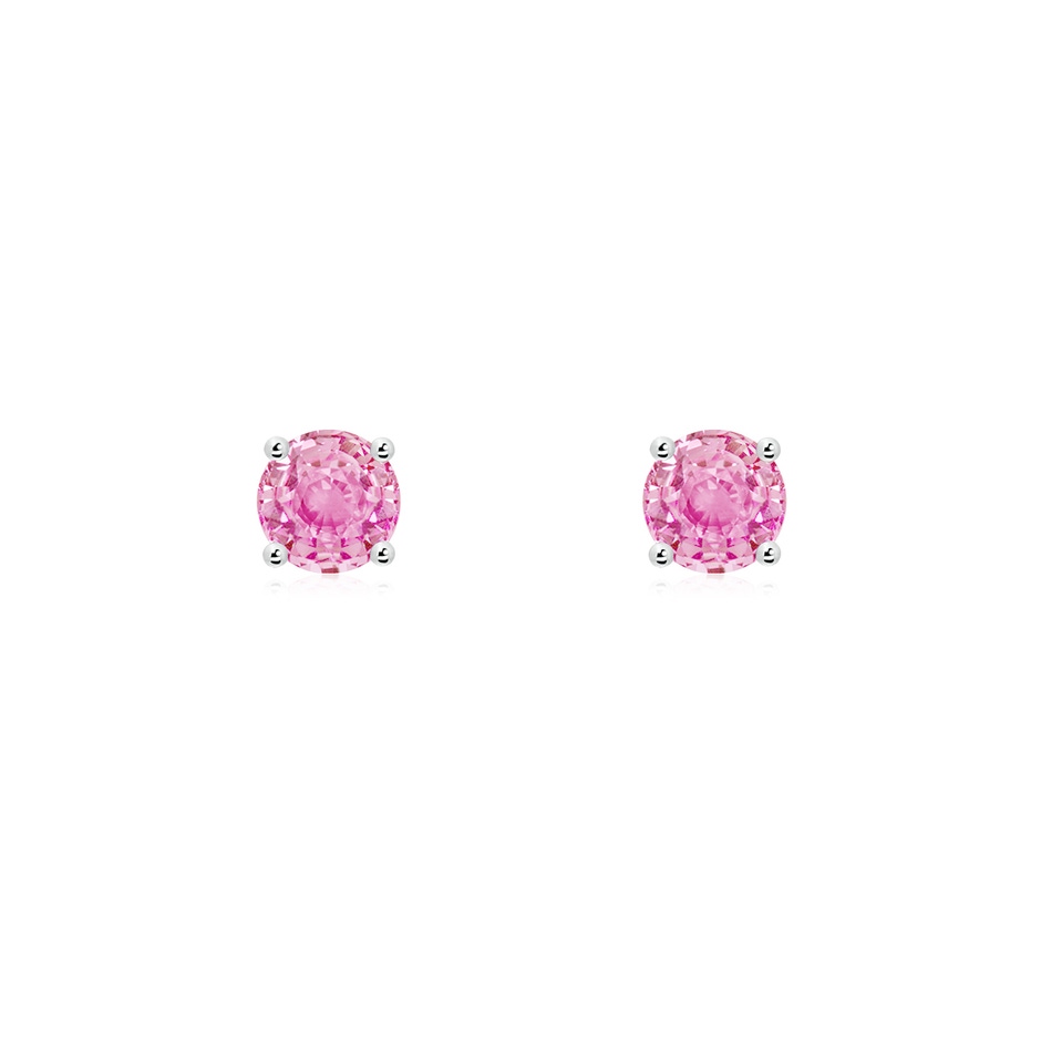 4mm A Round Pink Sapphire Stud Earrings in White Gold 