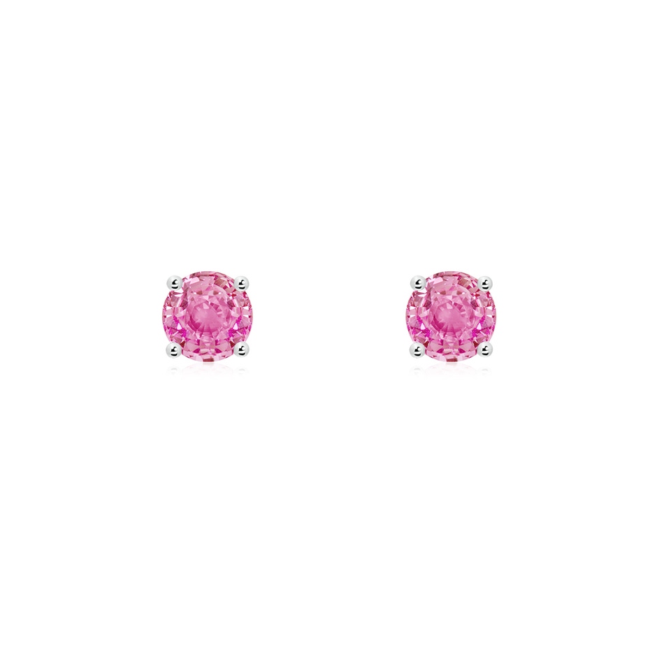 4mm AA Round Pink Sapphire Stud Earrings in P950 Platinum 