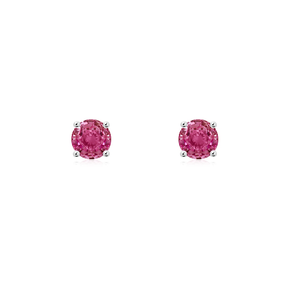 4mm AAAA Round Pink Sapphire Stud Earrings in P950 Platinum 