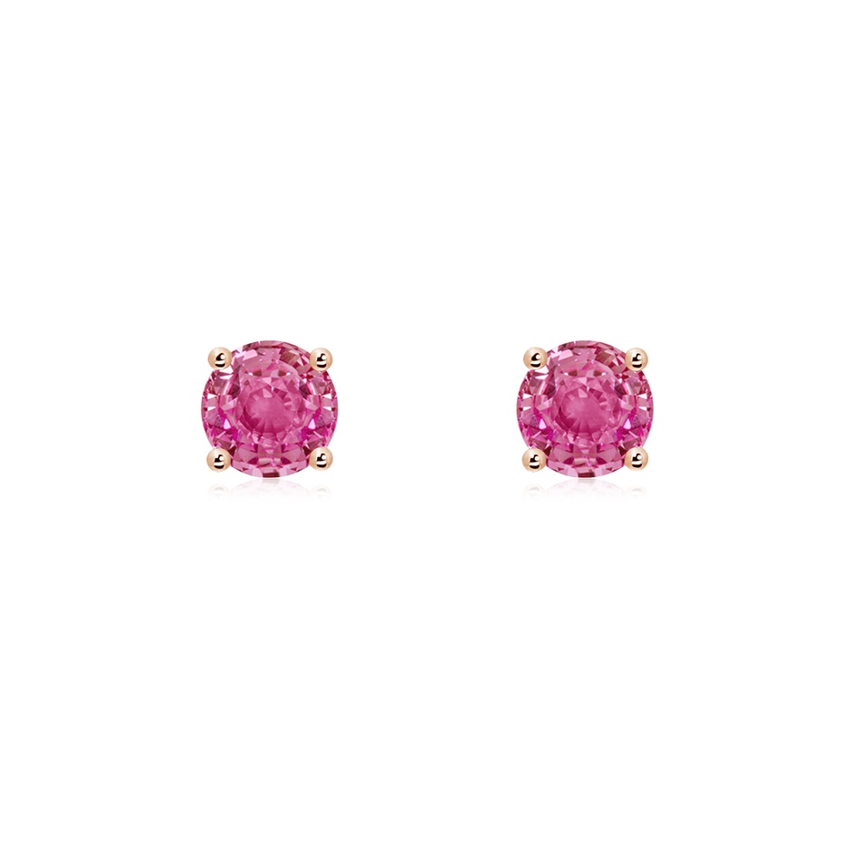 5mm AAA Round Pink Sapphire Stud Earrings in Rose Gold 