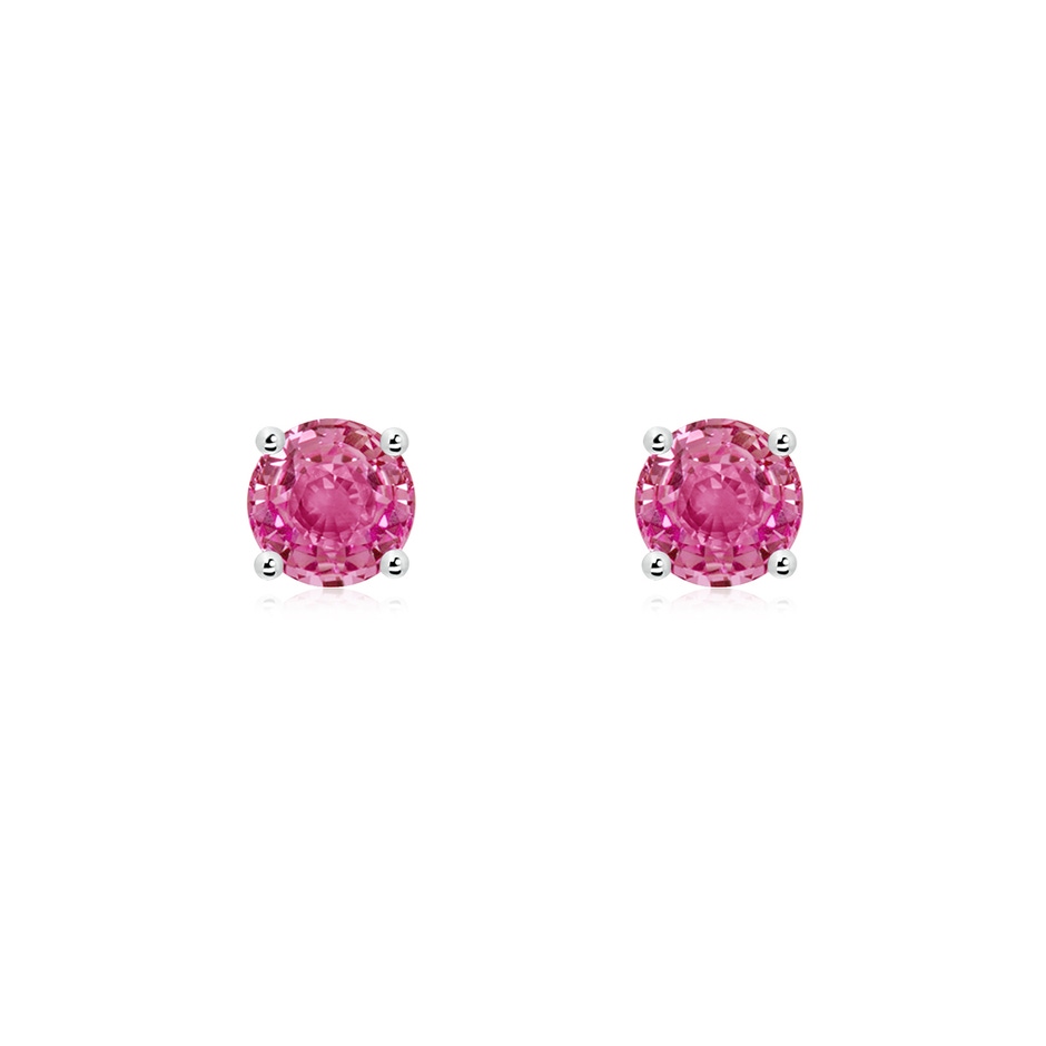 5mm AAA Round Pink Sapphire Stud Earrings in White Gold 