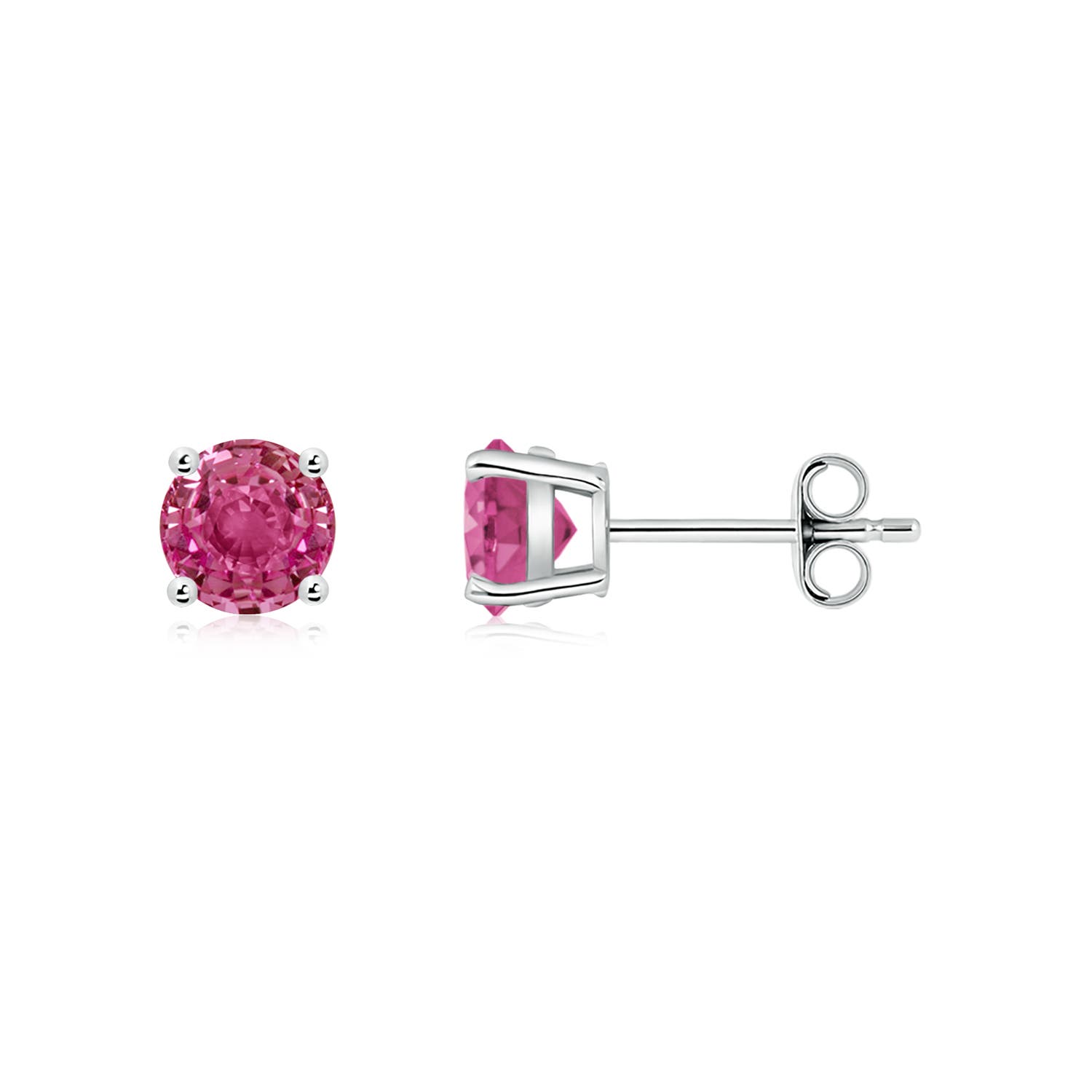 5mm AAAA Round Pink Sapphire Stud Earrings in P950 Platinum