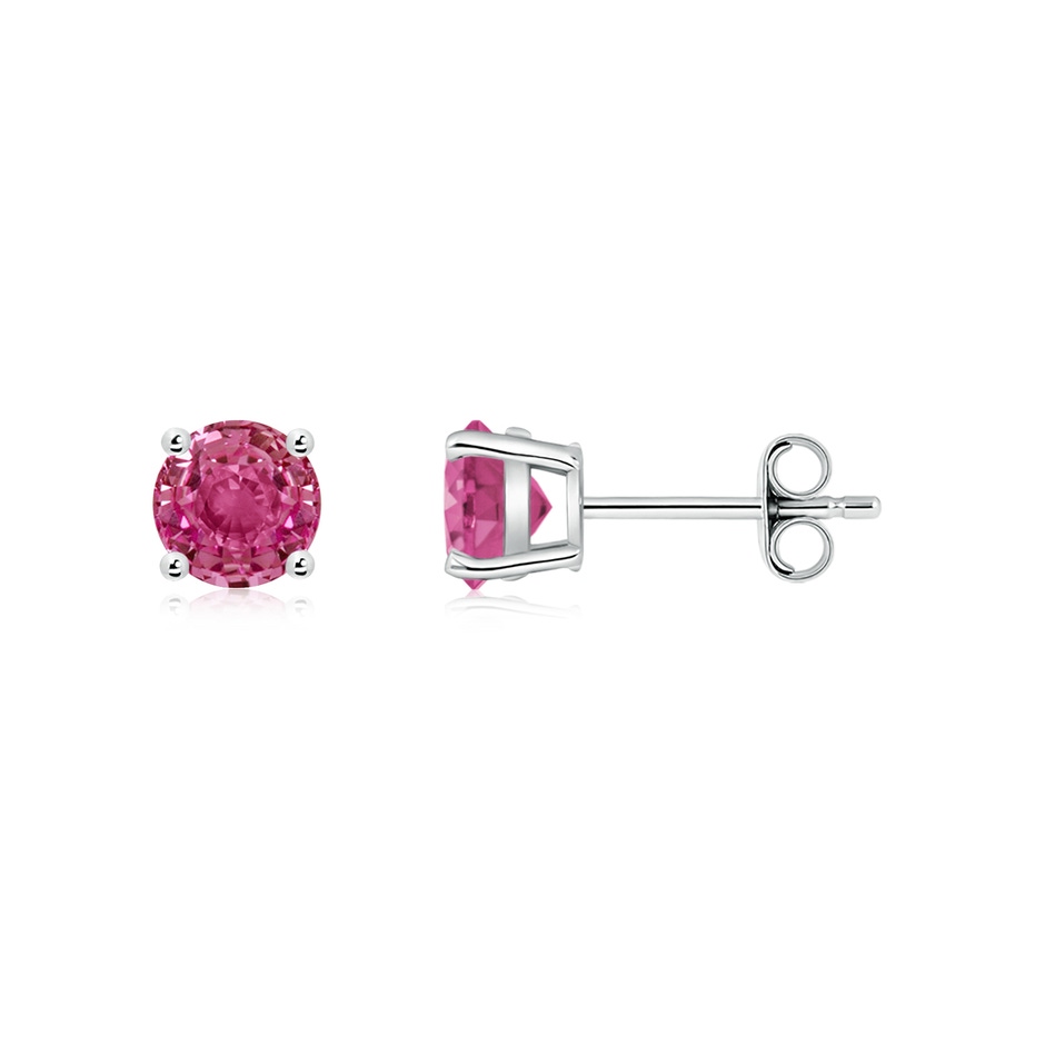 5mm AAAA Round Pink Sapphire Stud Earrings in P950 Platinum side 199