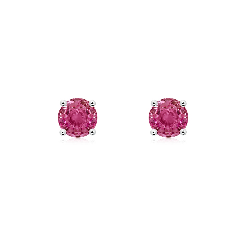 5mm AAAA Round Pink Sapphire Stud Earrings in White Gold 