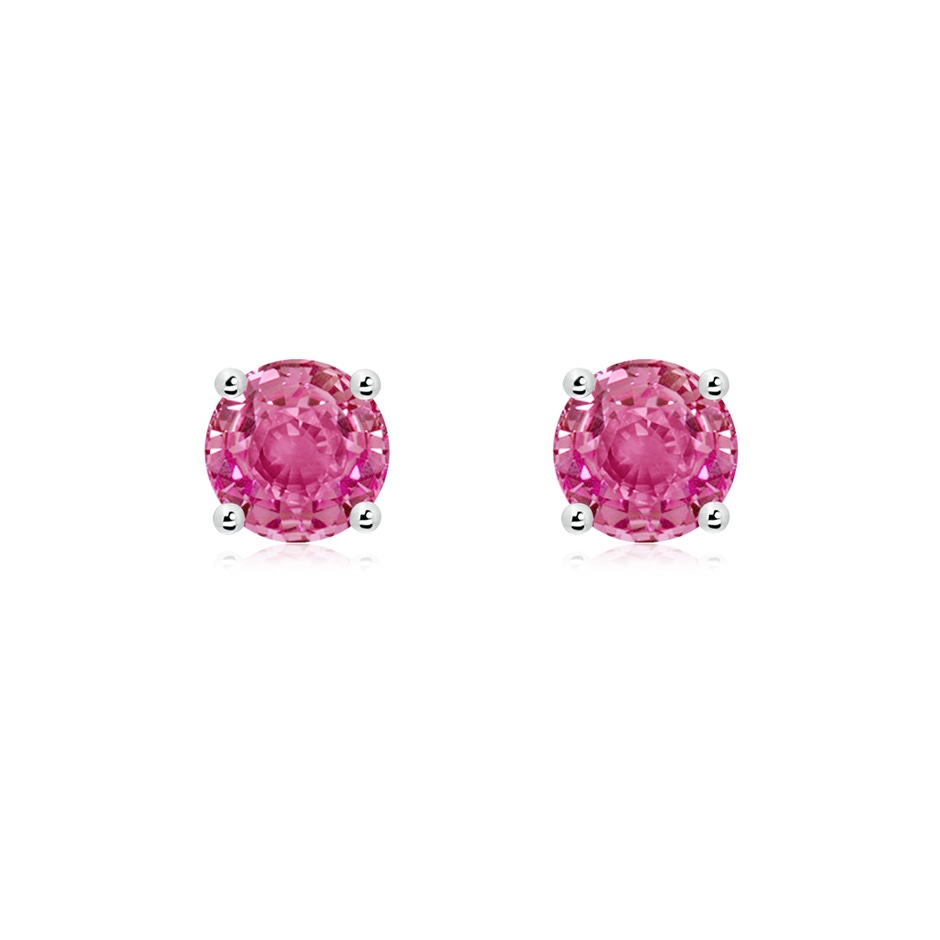 6mm AAA Round Pink Sapphire Stud Earrings in P950 Platinum 
