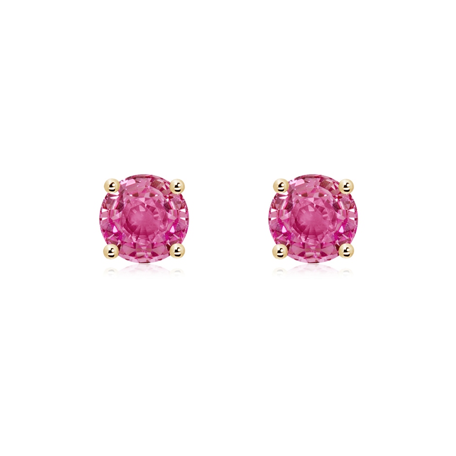 6mm AAA Round Pink Sapphire Stud Earrings in Yellow Gold 