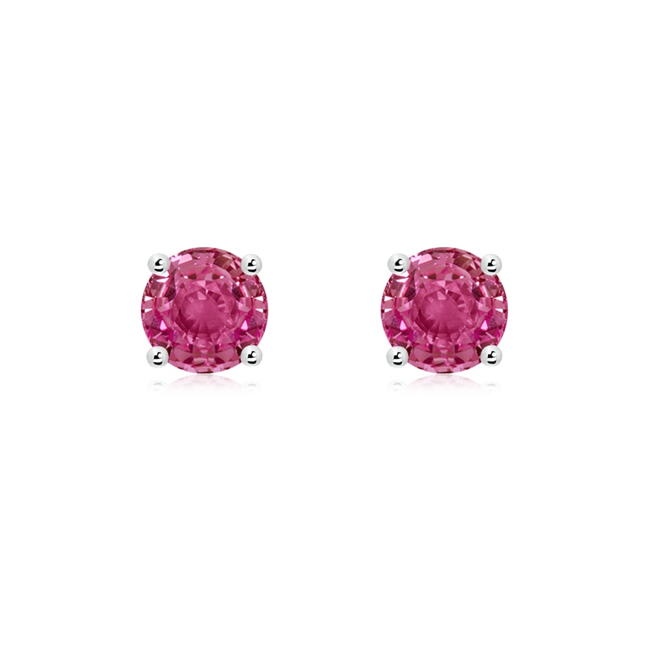 6mm AAAA Round Pink Sapphire Stud Earrings in P950 Platinum 