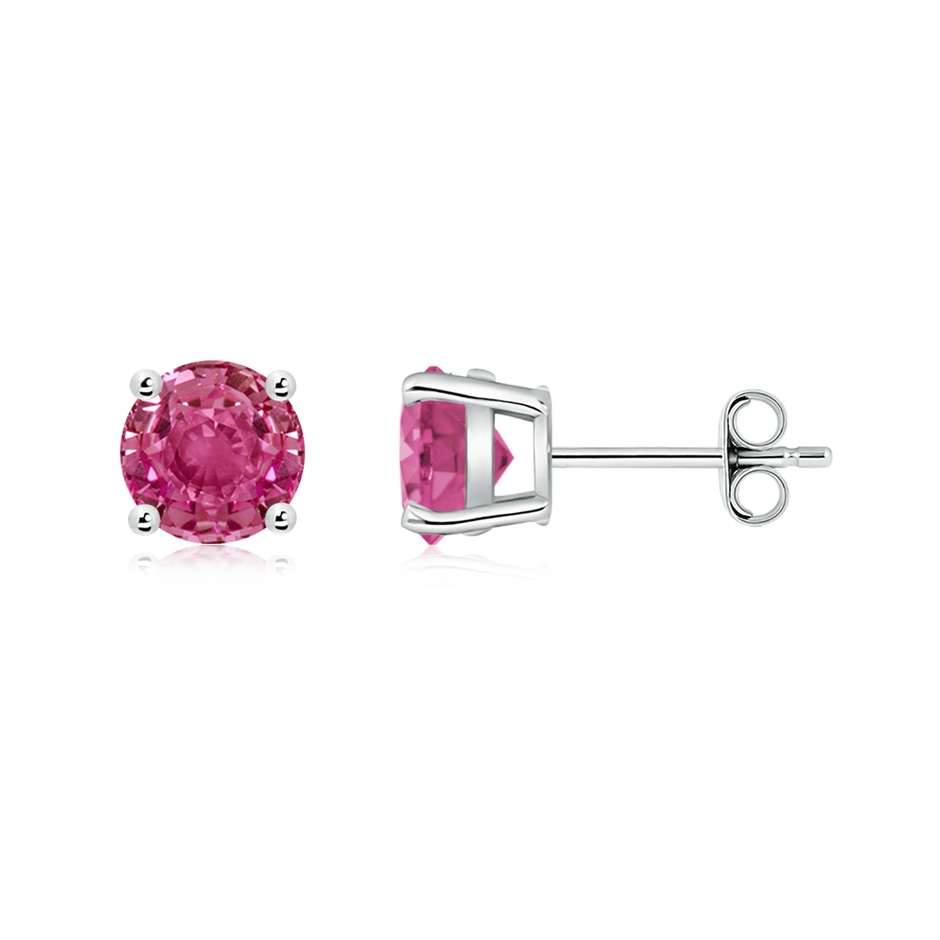 6mm AAAA Round Pink Sapphire Stud Earrings in P950 Platinum side 199