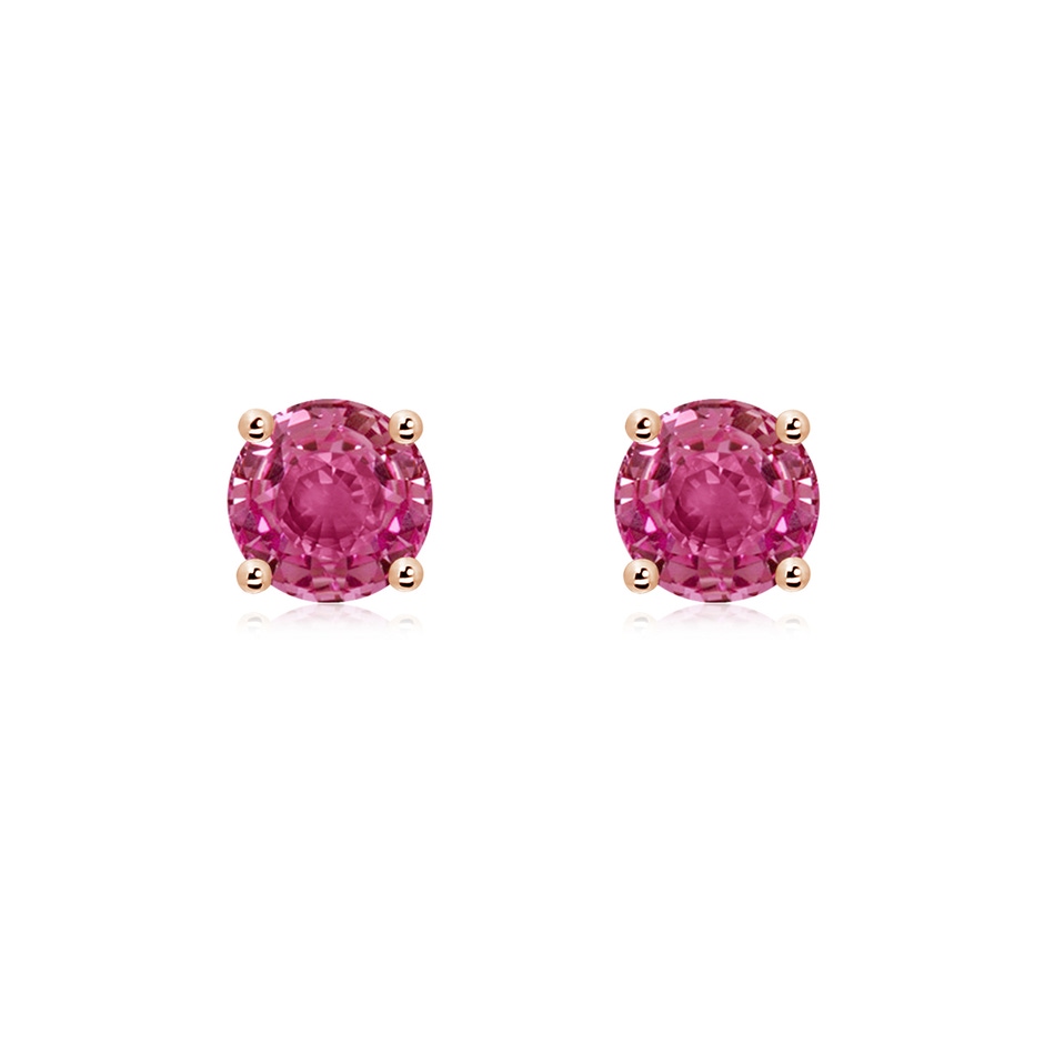 6mm AAAA Round Pink Sapphire Stud Earrings in Rose Gold 