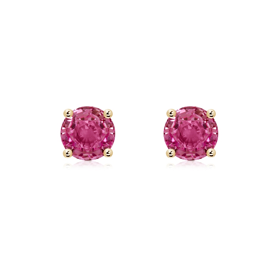 6mm AAAA Round Pink Sapphire Stud Earrings in Yellow Gold 