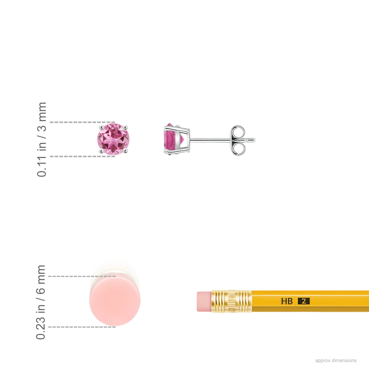 ANGARA 0.22 Ct AAA-Grade Round Pink Tourmaline Stud Earrings in 14K Solid Gold - Picture 11 of 22