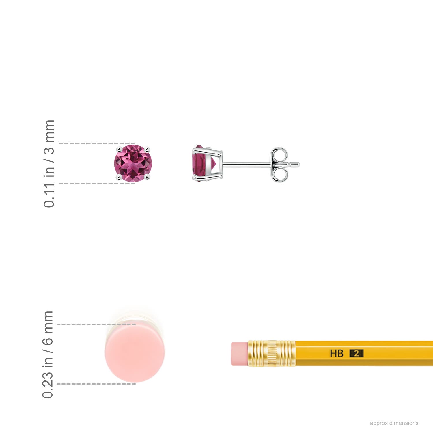 ANGARA 0.22 Ct AAAA-Grade Round Pink Tourmaline Stud Earrings in 14K Solid Gold - Picture 11 of 22