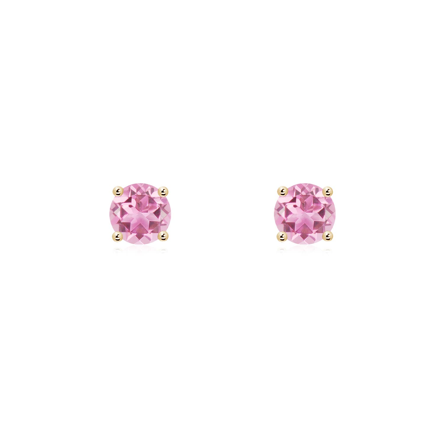 ANGARA Natural 0.5 Ct Round Pink Tourmaline Stud Earrings in 14K Solid Gold - Picture 16 of 22