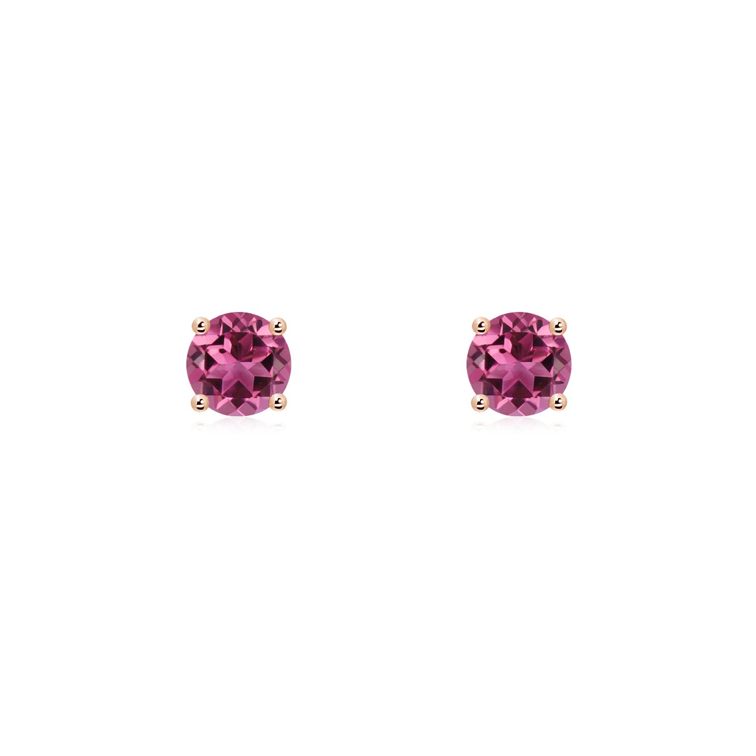 ANGARA Natural 0.5 Ct Round Pink Tourmaline Stud Earrings in 14K Solid Gold - Picture 2 of 22