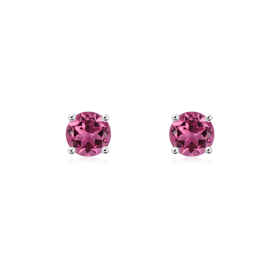 5mm AAAA Round Pink Tourmaline Stud Earrings in P950 Platinum 