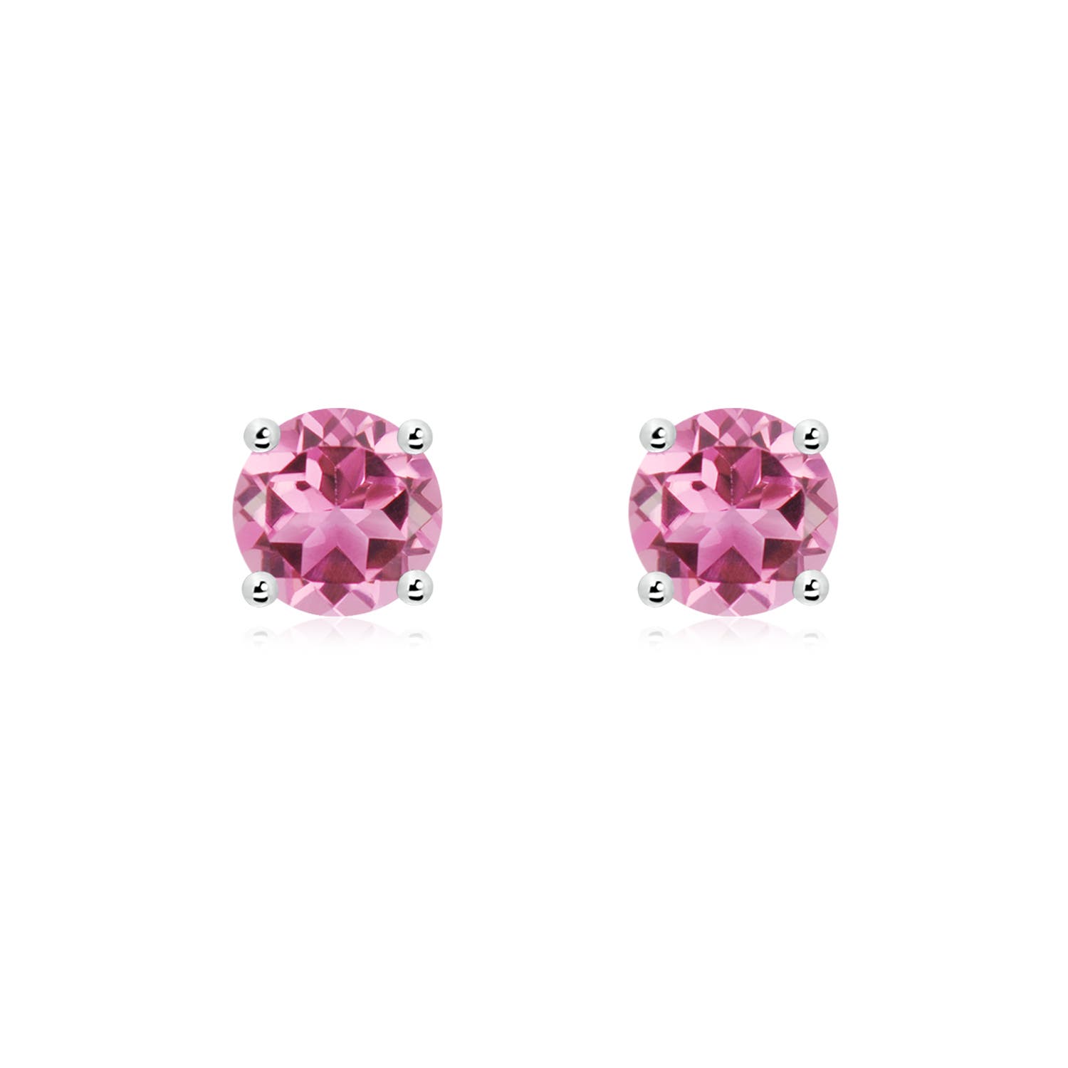 6mm AAA Round Pink Tourmaline Stud Earrings in P950 Platinum