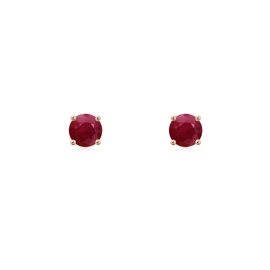 3mm A Round Ruby Stud Earrings in Rose Gold 