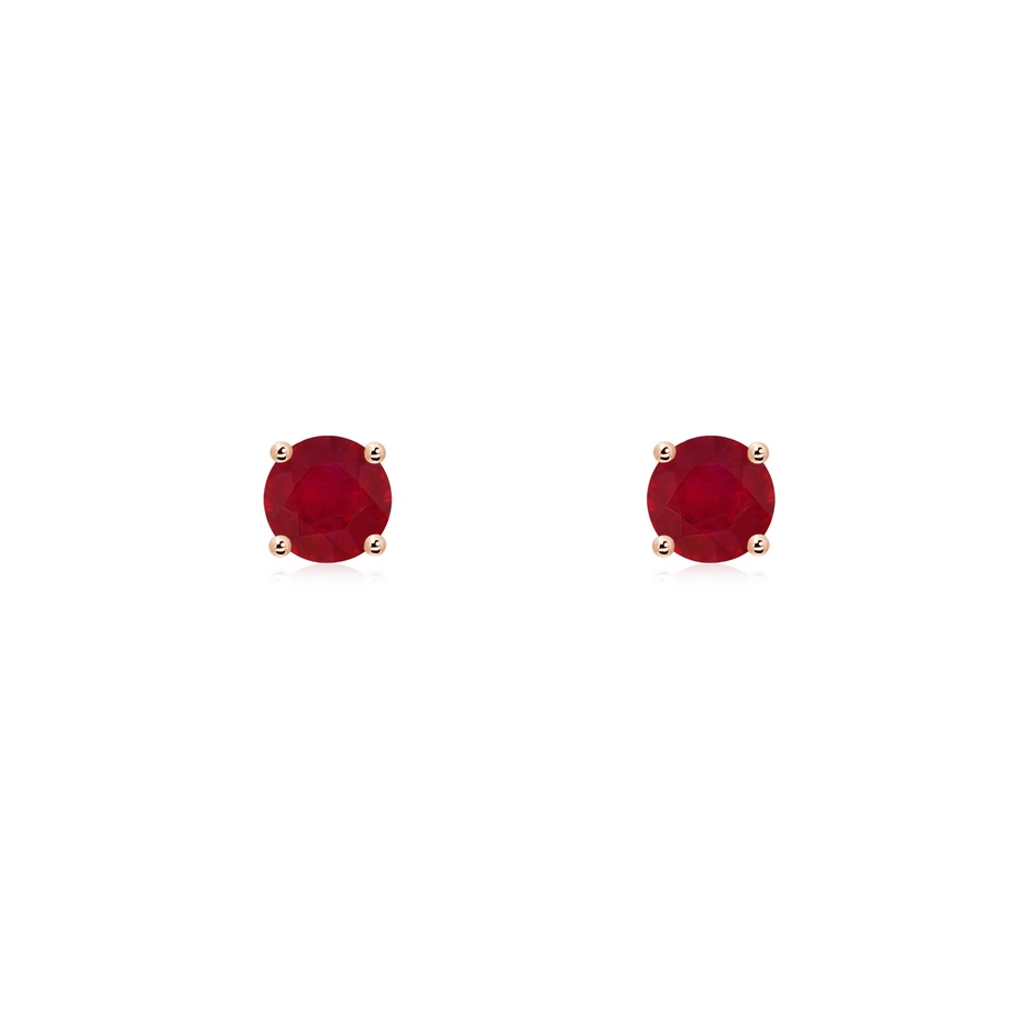 3mm AA Round Ruby Stud Earrings in Rose Gold 