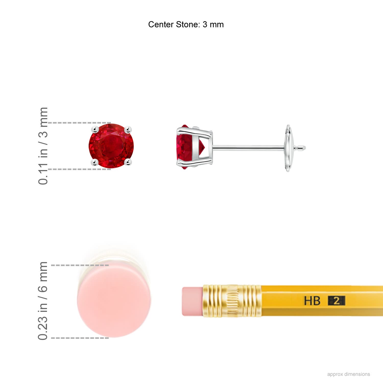 AAA - Ruby / 0.3 CT / 14 KT White Gold