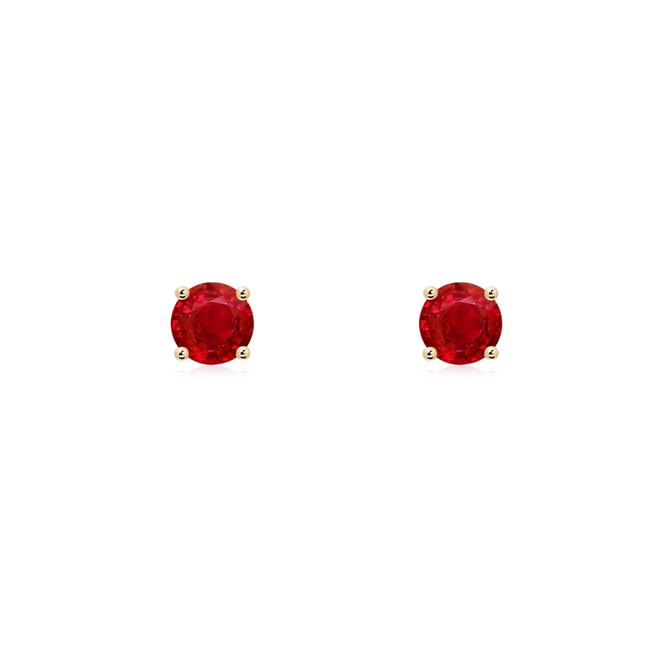 3mm AAA Round Ruby Stud Earrings in Yellow Gold 