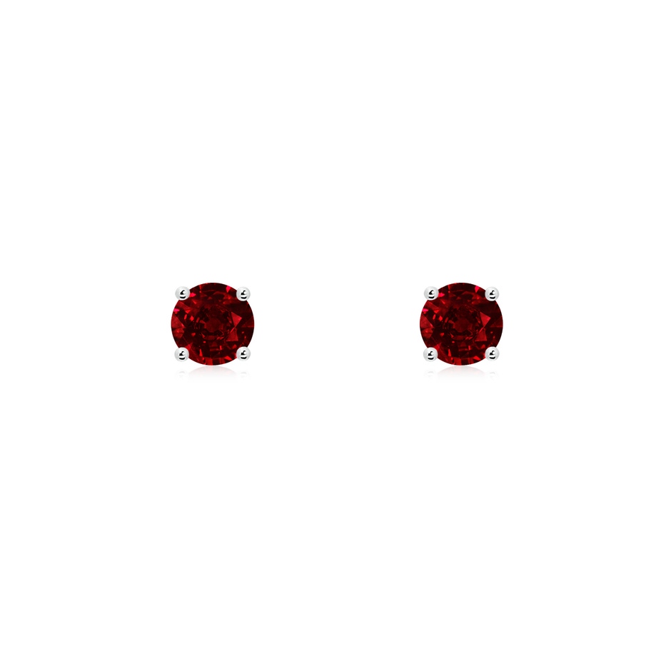 3mm AAAA Round Ruby Stud Earrings in 9K White Gold 