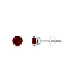 3mm AAAA Round Ruby Stud Earrings in P950 Platinum
