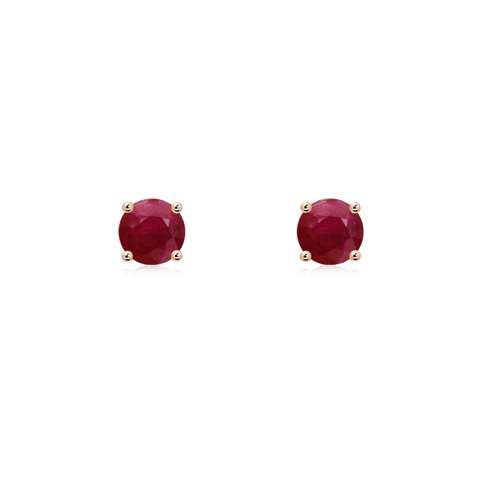 4mm A Round Ruby Stud Earrings in Rose Gold 