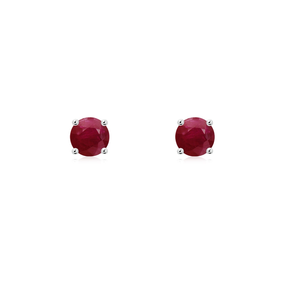 4mm A Round Ruby Stud Earrings in White Gold 