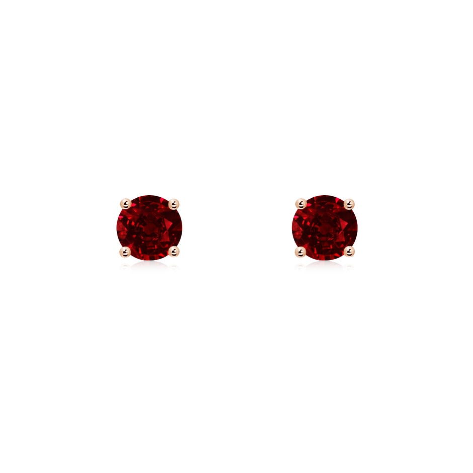 4mm AAAA Round Ruby Stud Earrings in 18K Rose Gold 