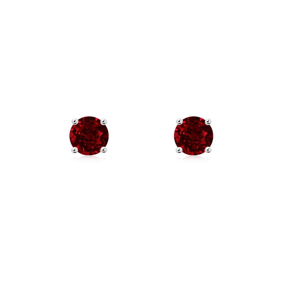 4mm AAAA Round Ruby Stud Earrings in 18K White Gold 