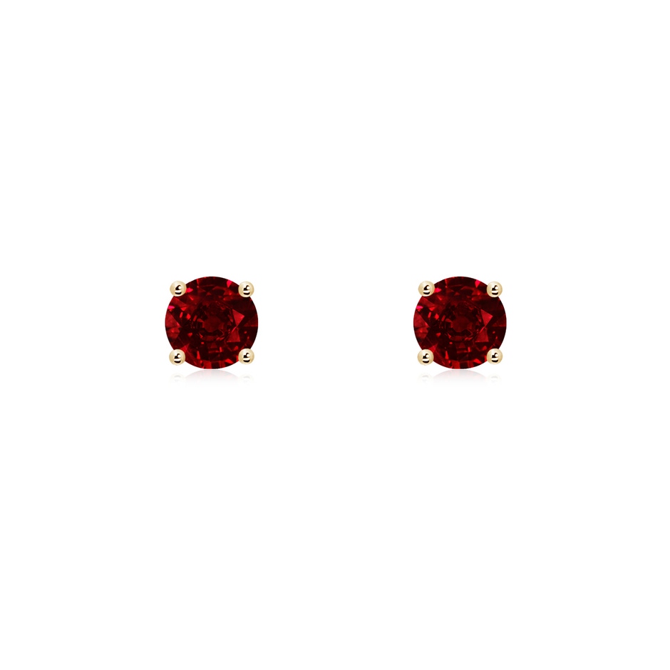 4mm AAAA Round Ruby Stud Earrings in 18K Yellow Gold 