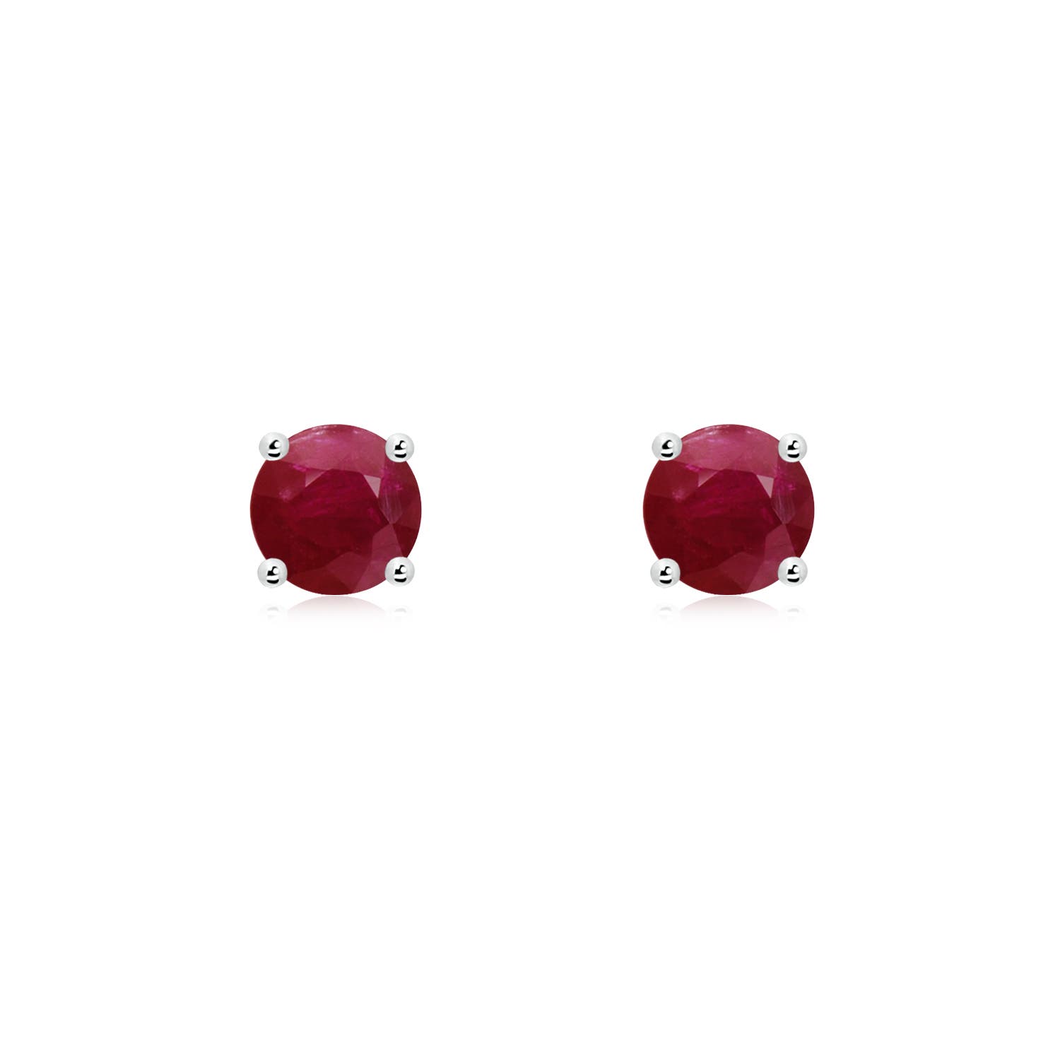 5mm A Round Ruby Stud Earrings in P950 Platinum