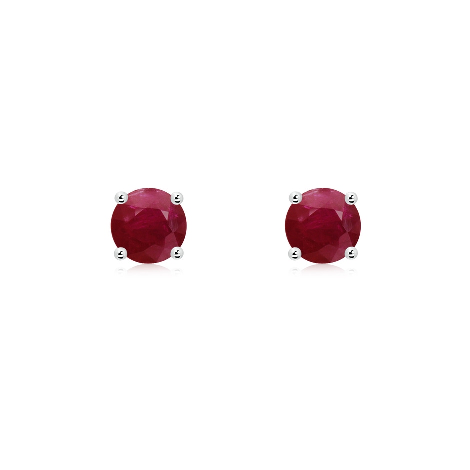 5mm A Round Ruby Stud Earrings in P950 Platinum 