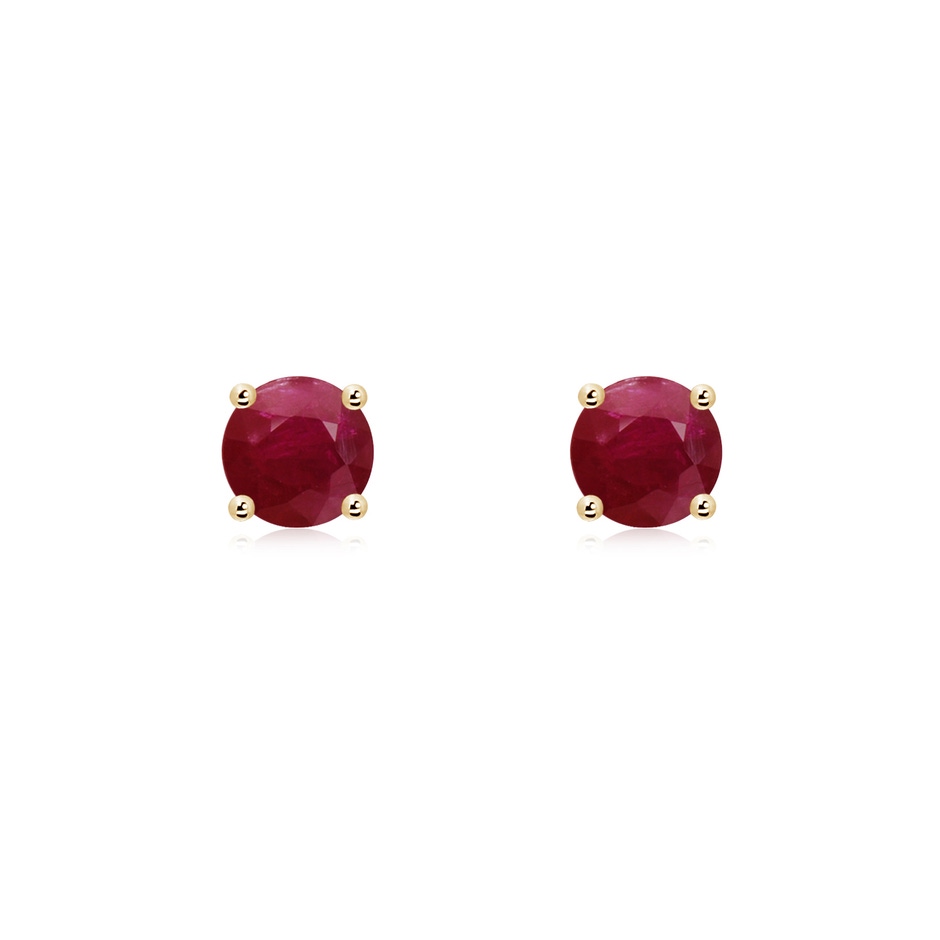 5mm A Round Ruby Stud Earrings in Yellow Gold 
