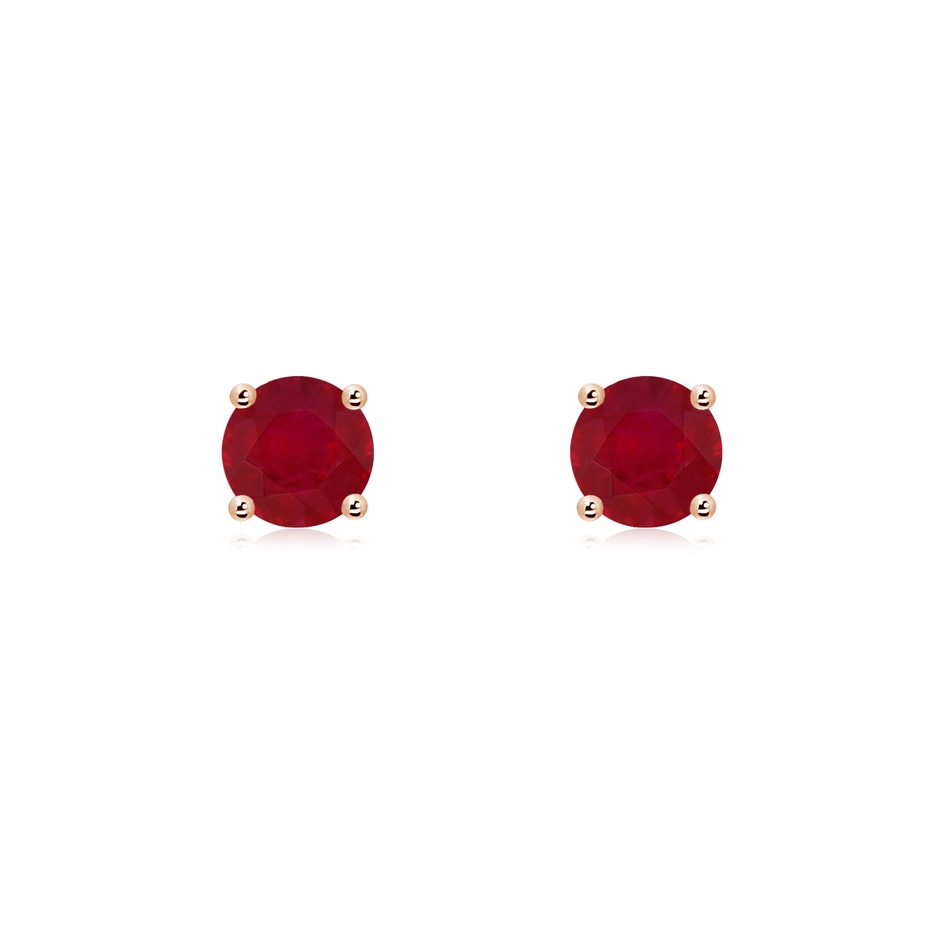 5mm AA Round Ruby Stud Earrings in Rose Gold 
